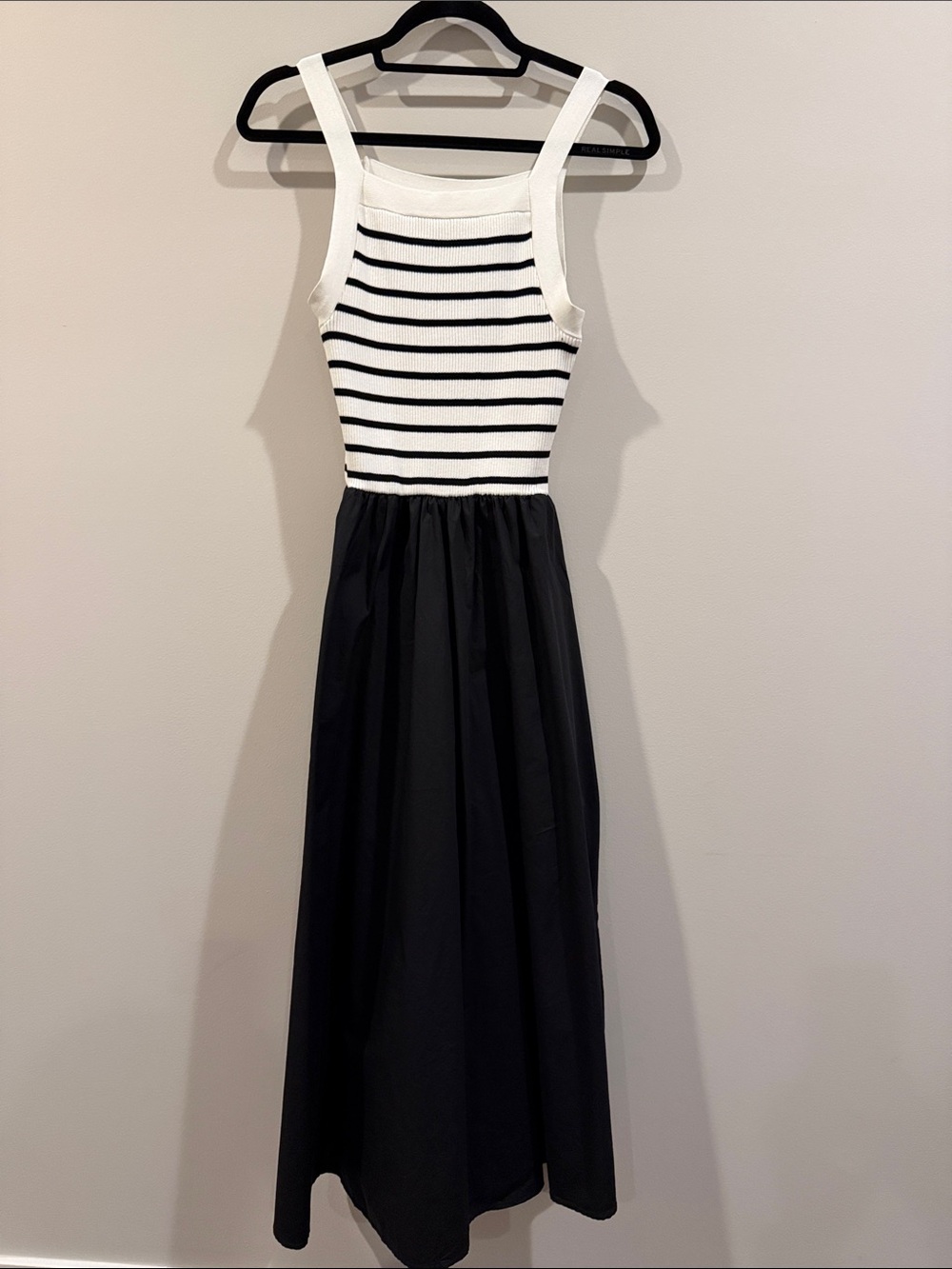 Moon River Black & White Striped Tank Maxi Dress